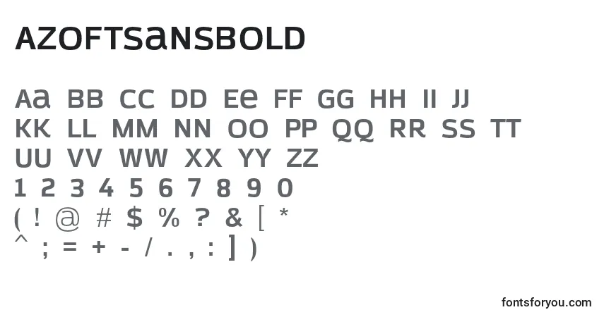 Schriftart AzoftSansBold (71768) – Alphabet, Zahlen, spezielle Symbole