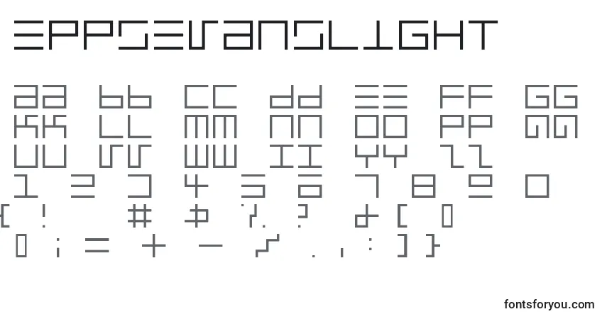 Schriftart EppsEvansLight – Alphabet, Zahlen, spezielle Symbole
