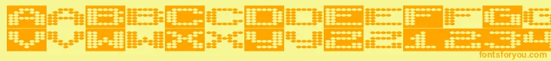 Syntheticsyncronism-fontti – oranssit fontit keltaisella taustalla