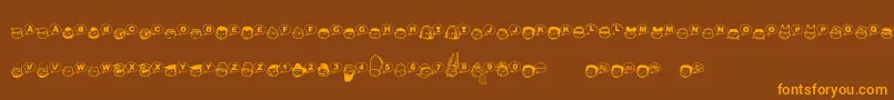 ThaBoukagnesExtra-Schriftart – Orangefarbene Schriften auf braunem Hintergrund