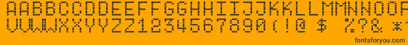 Dotf1-Schriftart – Schwarze Schriften auf orangefarbenem Hintergrund