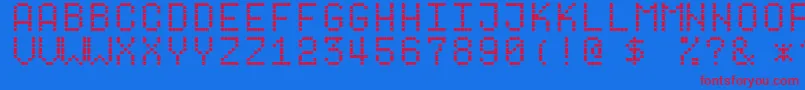 Dotf1 Font – Red Fonts on Blue Background