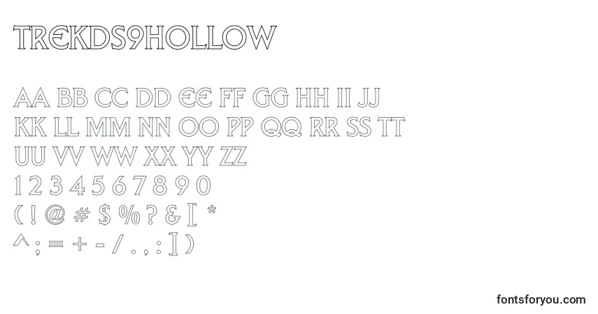 A fonte TrekDs9Hollow – alfabeto, números, caracteres especiais