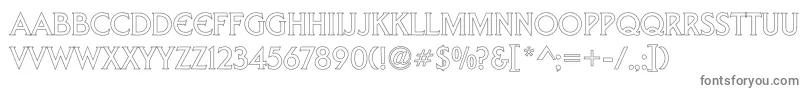 TrekDs9Hollow-fontti – harmaat kirjasimet valkoisella taustalla