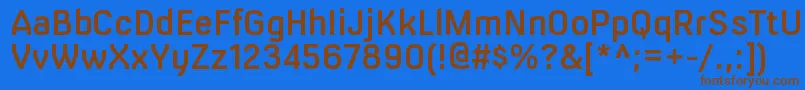 フォントMilibussbRegular – 茶色の文字が青い背景にあります。