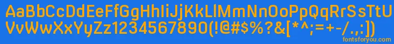 フォントMilibussbRegular – オレンジ色の文字が青い背景にあります。