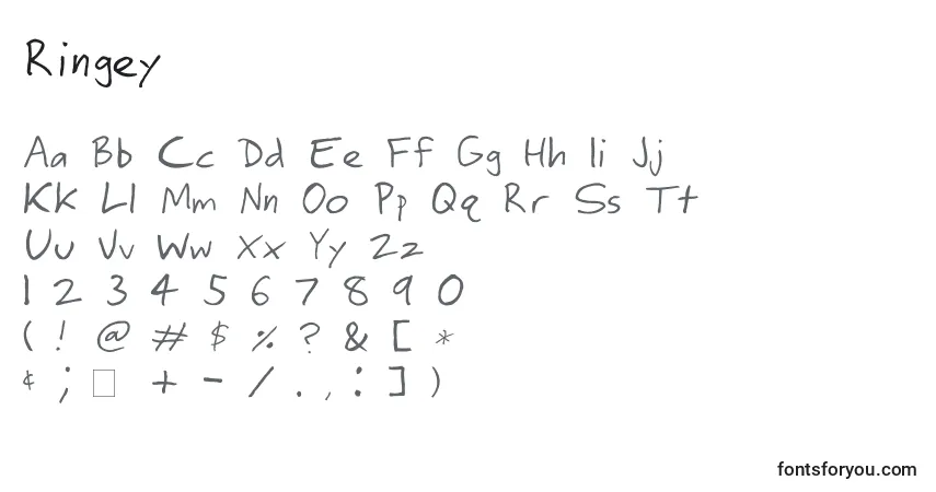 Czcionka Ringey – alfabet, cyfry, specjalne znaki