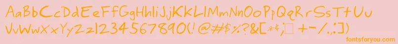 Fonte Ringey – fontes laranjas em um fundo rosa