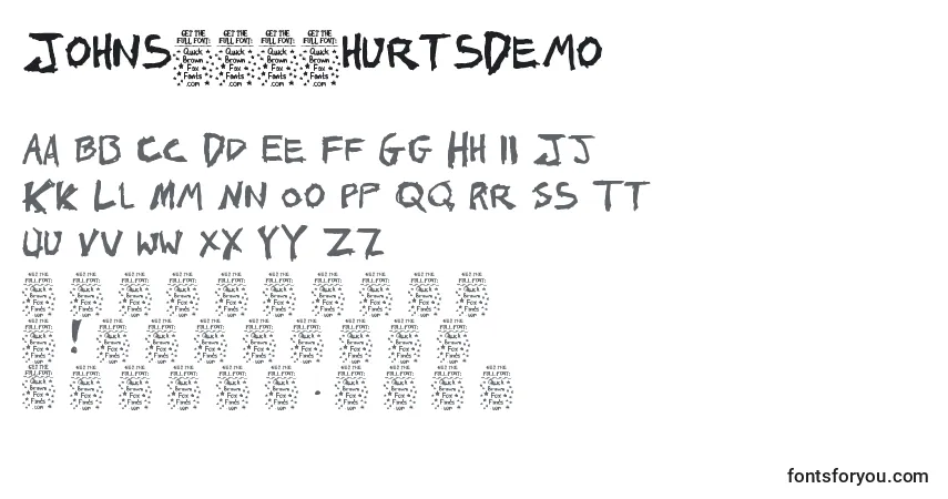 Шрифт Johns1000hurtsDemo – алфавит, цифры, специальные символы