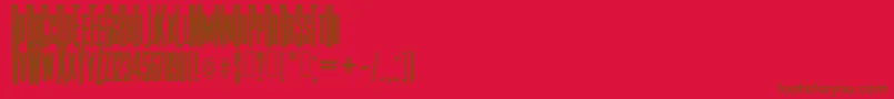 AndersonCaptainScarlet-Schriftart – Braune Schriften auf rotem Hintergrund