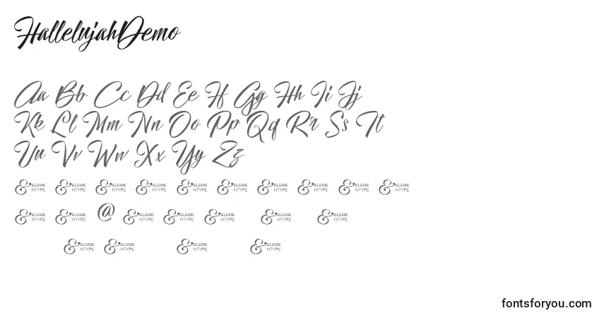 Czcionka HallelujahDemo (71786) – alfabet, cyfry, specjalne znaki