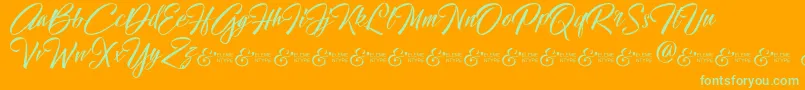Fonte HallelujahDemo – fontes verdes em um fundo laranja