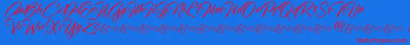 HallelujahDemo-fontti – punaiset fontit sinisellä taustalla