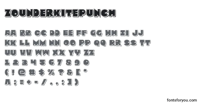 Zounderkitepunch Font – alphabet, numbers, special characters