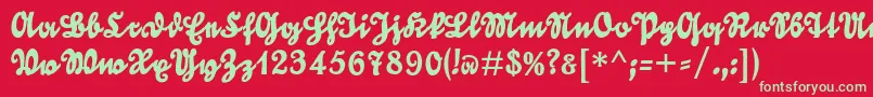 フォントGoldmarieUnz1t – 赤い背景に緑の文字