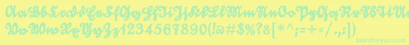 フォントGoldmarieUnz1t – 黄色い背景に緑の文字