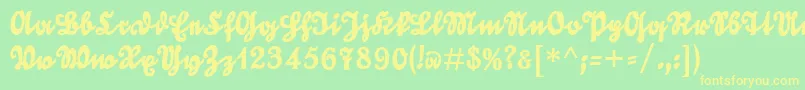 フォントGoldmarieUnz1t – 黄色の文字が緑の背景にあります