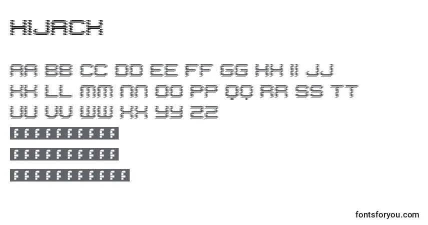 Schriftart Hijack – Alphabet, Zahlen, spezielle Symbole