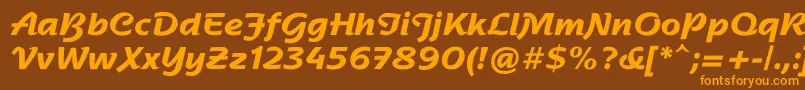 NadianneBold-fontti – oranssit fontit ruskealla taustalla