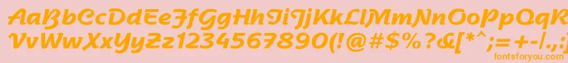 フォントNadianneBold – オレンジの文字がピンクの背景にあります。