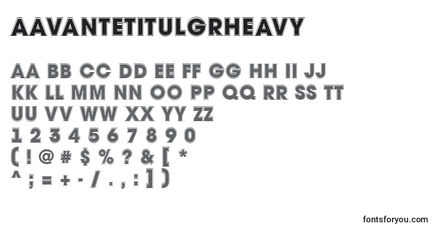 A fonte AAvantetitulgrHeavy – alfabeto, números, caracteres especiais