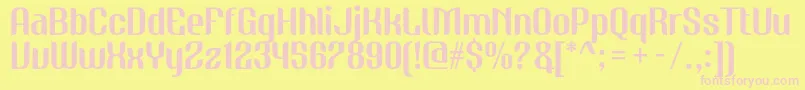 NudelyRegularOneDemoVersion-fontti – vaaleanpunaiset fontit keltaisella taustalla