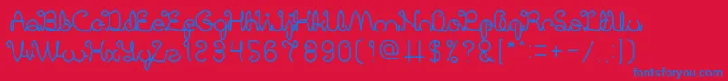 DigitalHandmade-Schriftart – Blaue Schriften auf rotem Hintergrund
