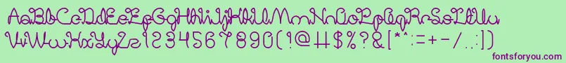 フォントDigitalHandmade – 緑の背景に紫のフォント