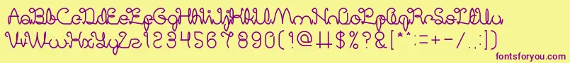DigitalHandmade-fontti – violetit fontit keltaisella taustalla