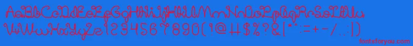 Czcionka DigitalHandmade – czerwone czcionki na niebieskim tle