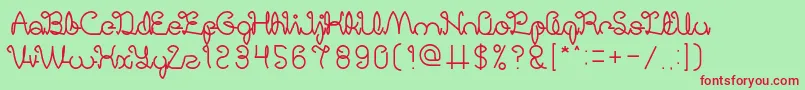 DigitalHandmade-fontti – punaiset fontit vihreällä taustalla