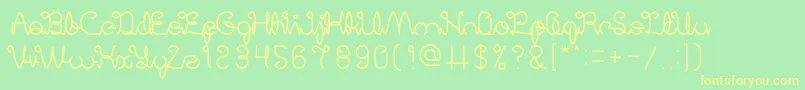 DigitalHandmade-fontti – keltaiset fontit vihreällä taustalla