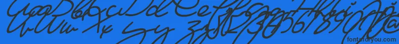Fonte MaFilleSlant – fontes pretas em um fundo azul