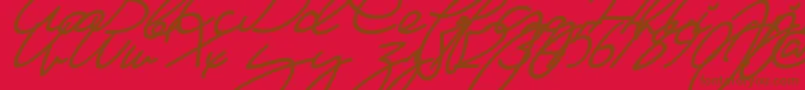 フォントMaFilleSlant – 赤い背景に茶色の文字