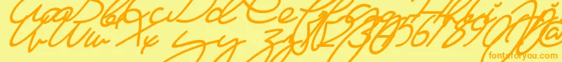 Fonte MaFilleSlant – fontes laranjas em um fundo amarelo