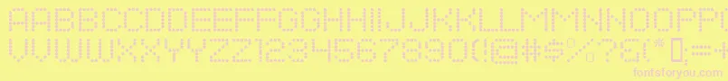 フォントDotsallfornow – ピンクのフォント、黄色の背景