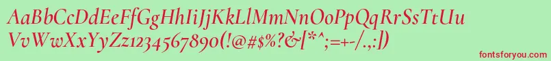 CormorantSemiitalic Font – Red Fonts on Green Background