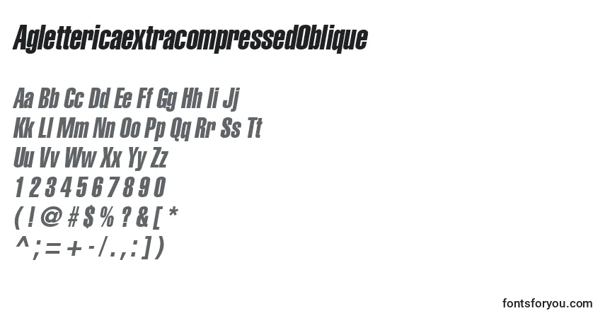 Шрифт AglettericaextracompressedOblique – алфавит, цифры, специальные символы