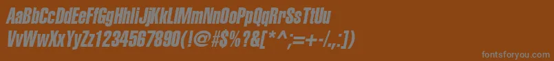 フォントAglettericaextracompressedOblique – 茶色の背景に灰色の文字