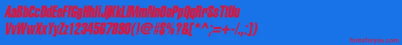 AglettericaextracompressedOblique Font – Red Fonts on Blue Background