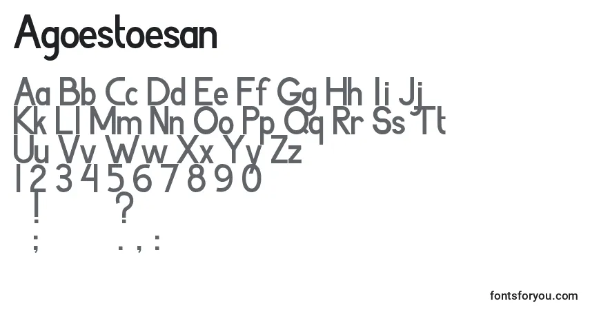 A fonte Agoestoesan – alfabeto, números, caracteres especiais