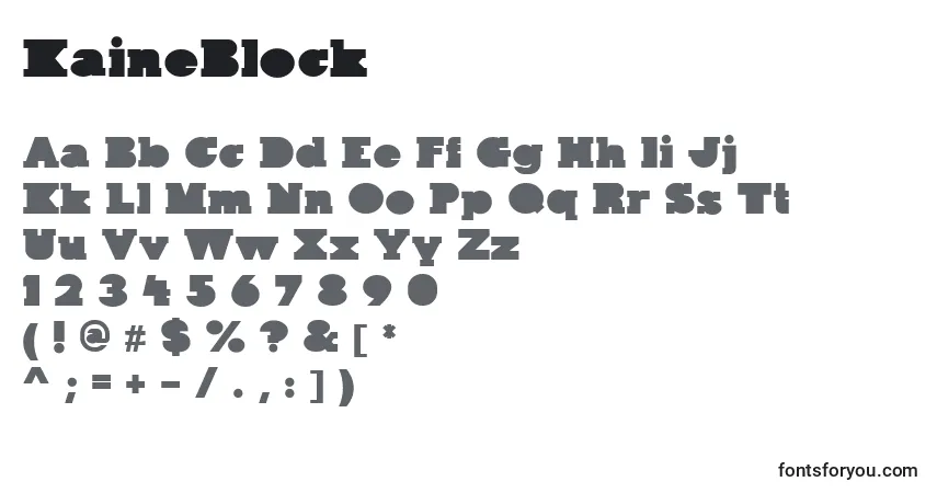 A fonte KaineBlock – alfabeto, números, caracteres especiais