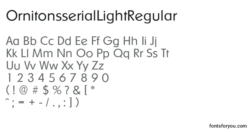 Шрифт OrnitonsserialLightRegular – алфавит, цифры, специальные символы