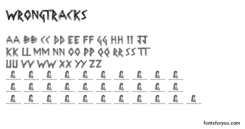 Fuente WrongTracks - alfabeto, números, caracteres especiales