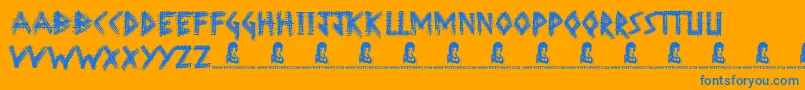 WrongTracks Font – Blue Fonts on Orange Background