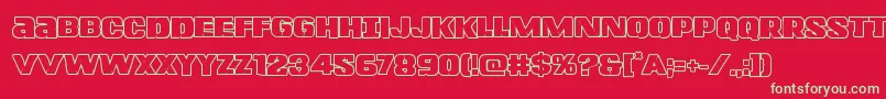 Lefthandlukeboldout Font – Green Fonts on Red Background