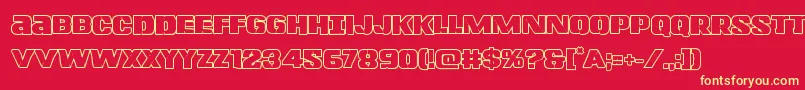 Lefthandlukeboldout Font – Yellow Fonts on Red Background