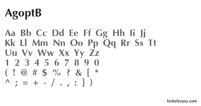 Schriftart AgoptB – Alphabet, Zahlen, spezielle Symbole