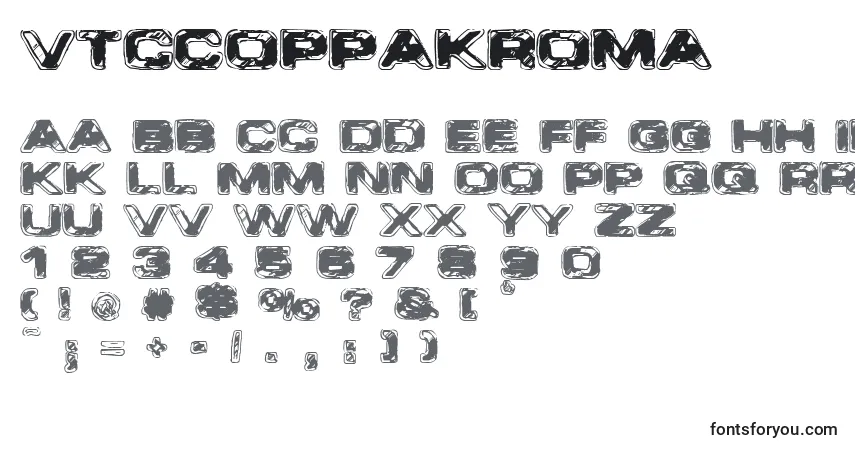 A fonte VtcCoppakroma – alfabeto, números, caracteres especiais
