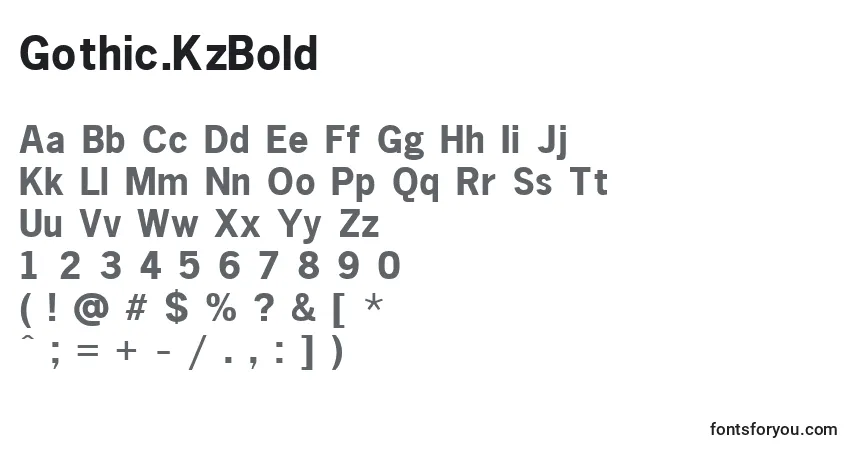 Czcionka Gothic.KzBold – alfabet, cyfry, specjalne znaki